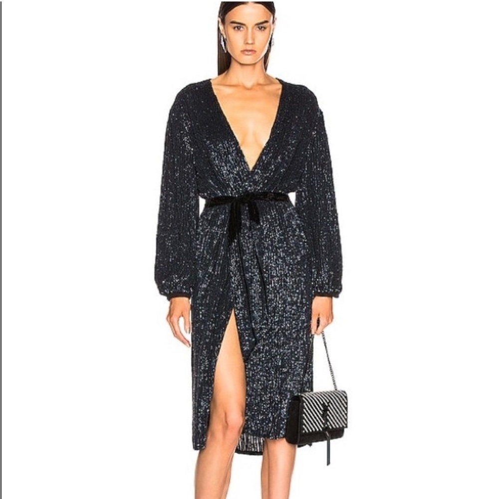NWT Retrofête Audrey Black Sequin Robe Midi Dress Small